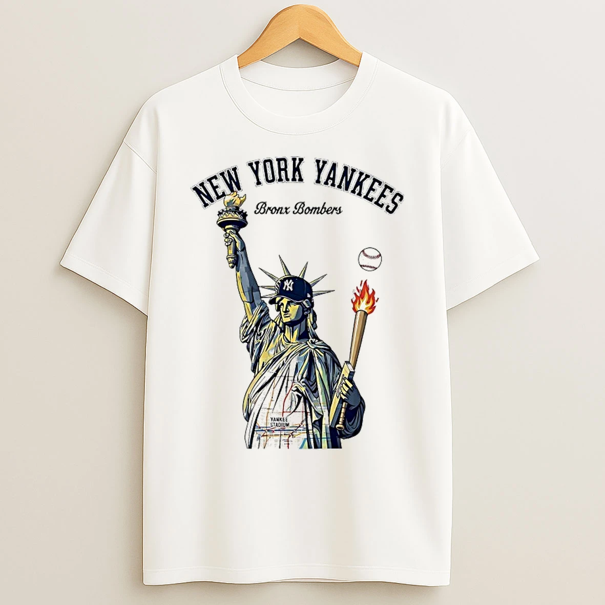 Classic Statue Of Liberty New York Yankees Bronx Bombers T Shirts