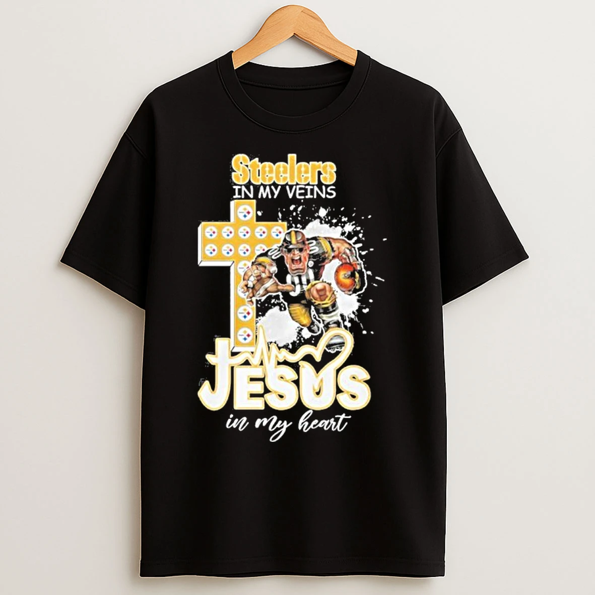 Classic Steelers In My Veins Jesus Mascot In My Heart Mascots T Shirts