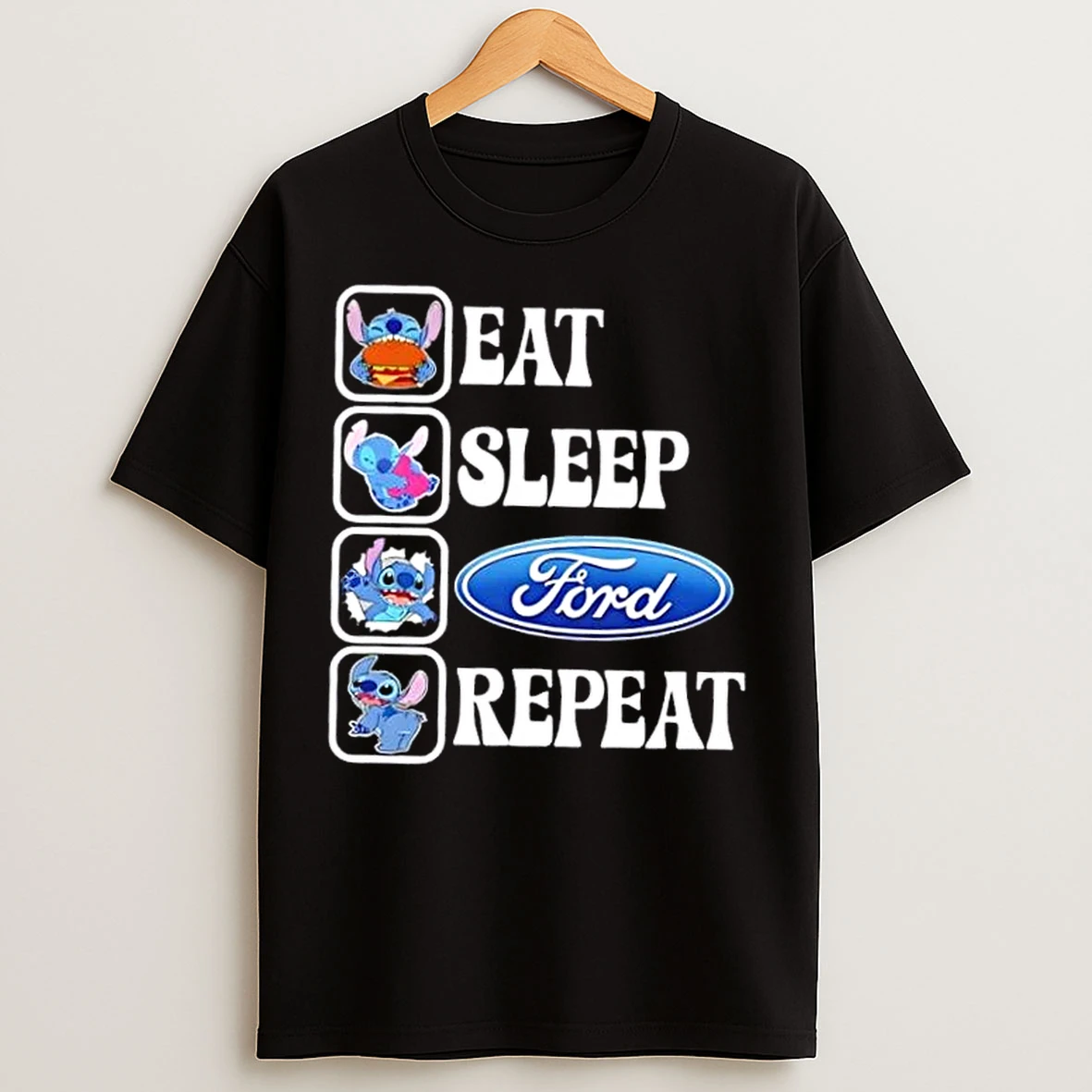 Classic Stitch Eat Sleep Ford Motor Repeat T Shirts