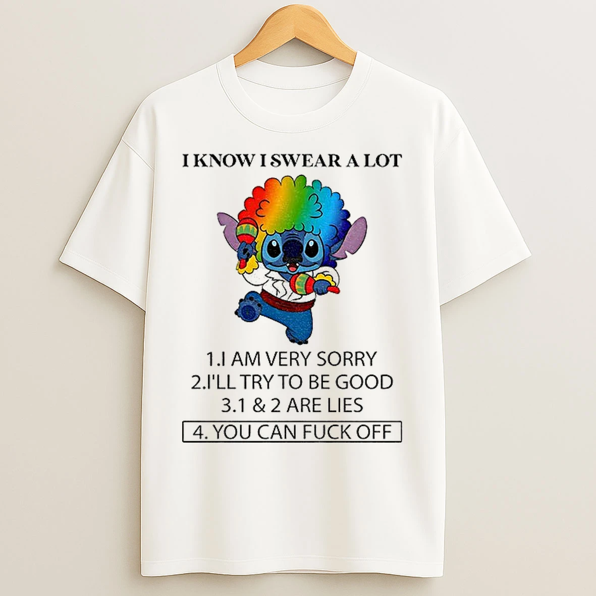 Classic Stitch I Know I Swear A Lot I Am Very Sorry Ill Try To Be Good 1 And 2 Are Lies You Can Fuck Off Christmas T Shirts