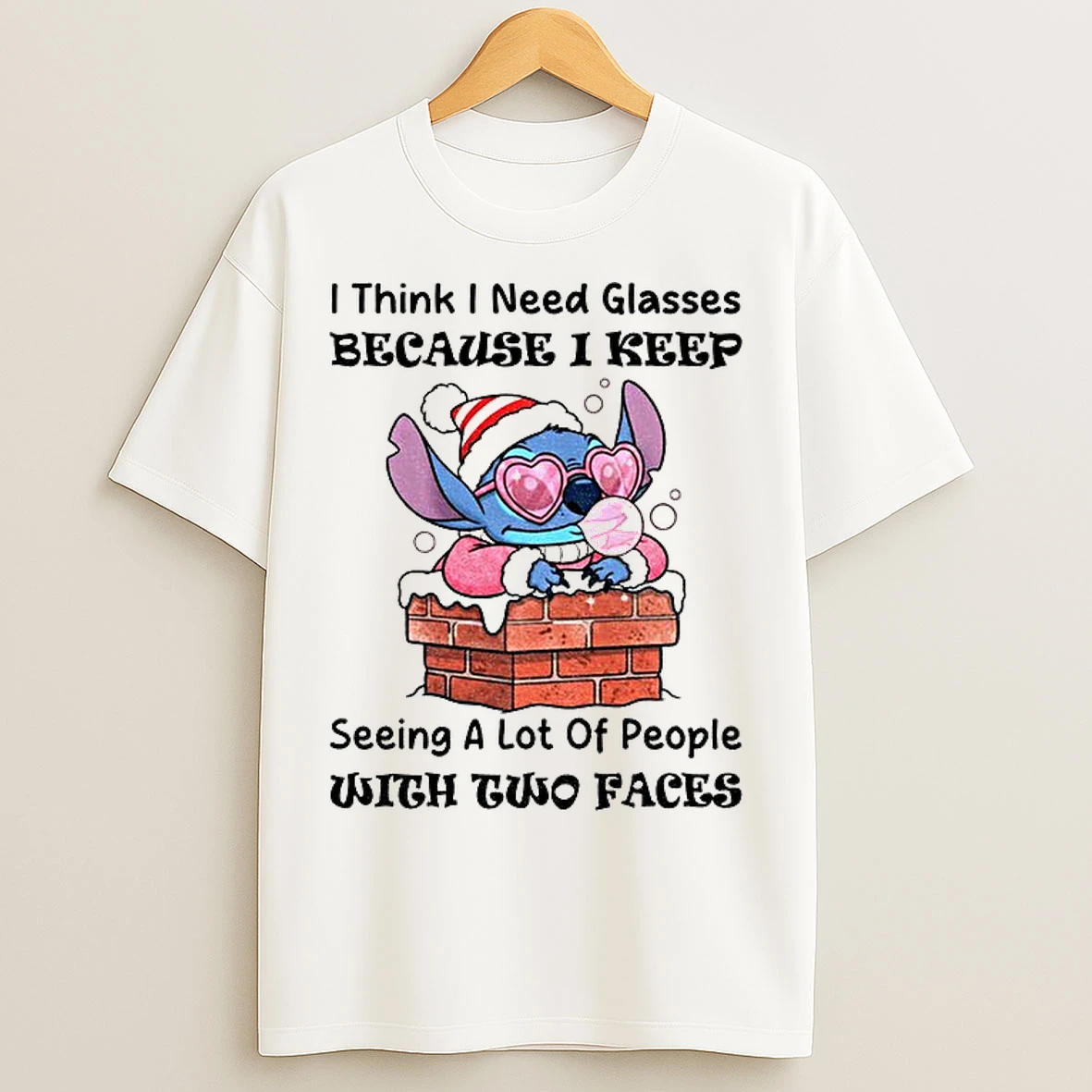 Classic Stitch I Think I Need Glasses Because I Keep Seeing A Lot Of People With Two Faces Christmas T Shirts