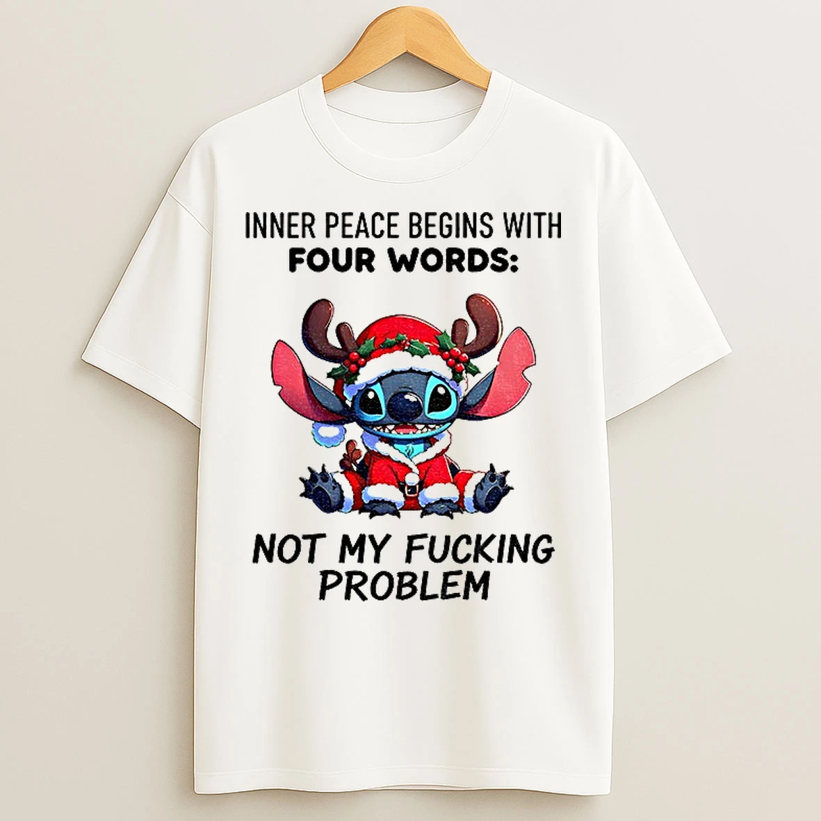 Classic Stitch Sanat Inner Peace Begins With Four Words Not My Fucking Problem Christmas T Shirts