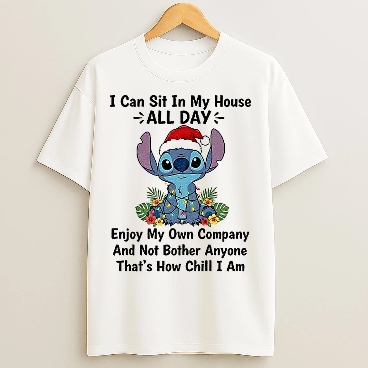 Classic Stitch Santa I Can Sit In My House All Day Enjoy My Own Company And Not Bother Anyone Christmas T Shirts
