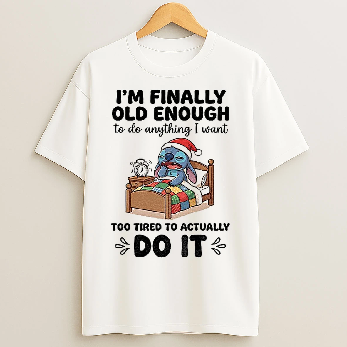 Classic Stitch Santa Im Finally Old Enough To Do Anything I Want Too Tired To Actually Do It Christmas T Shirts