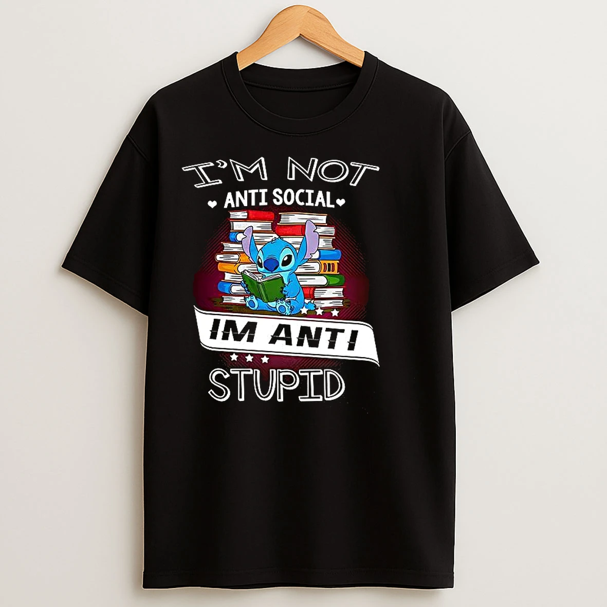 Classic Stitch Reading Book Im Not Anti Social Im Anti Stupid T Shirts