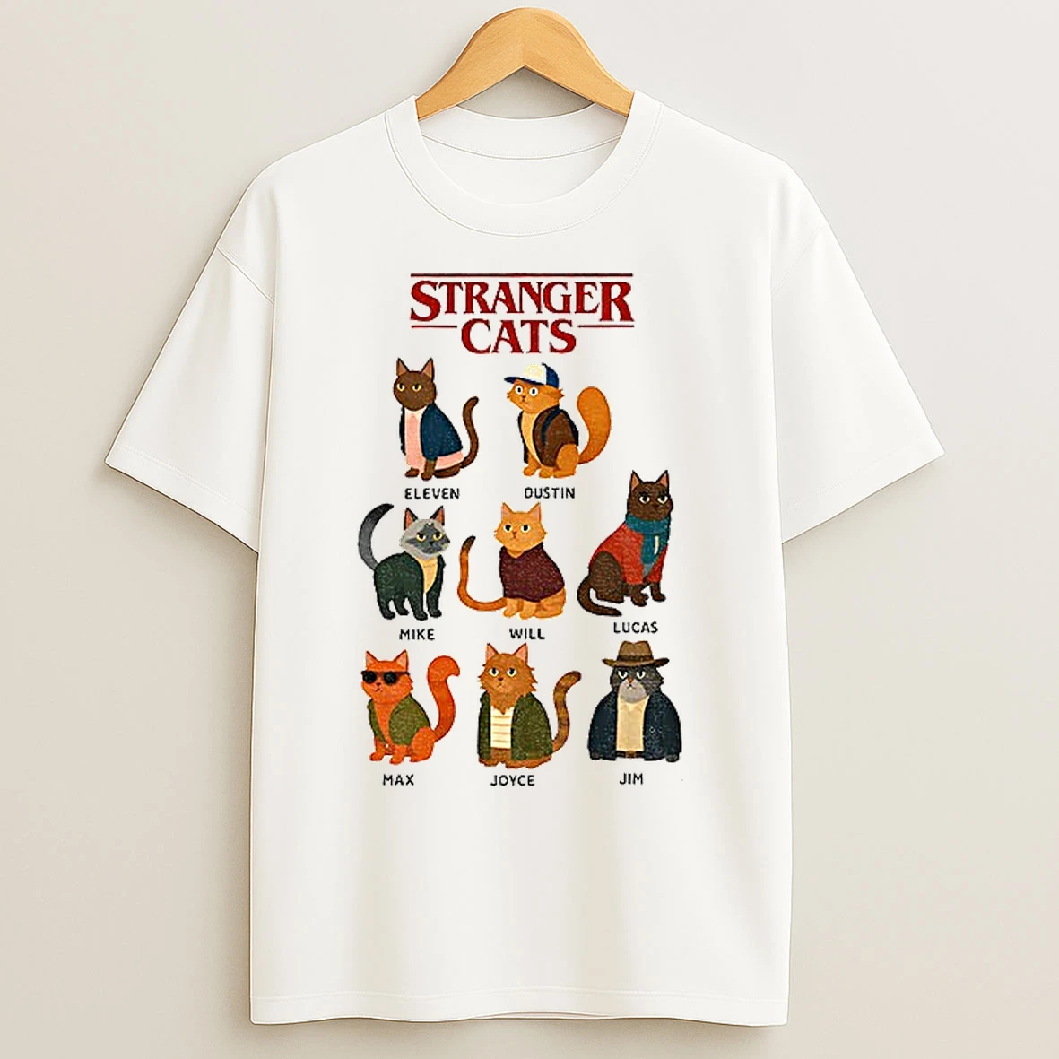 Classic Stranger Cats Stranger Things Characters T Shirts