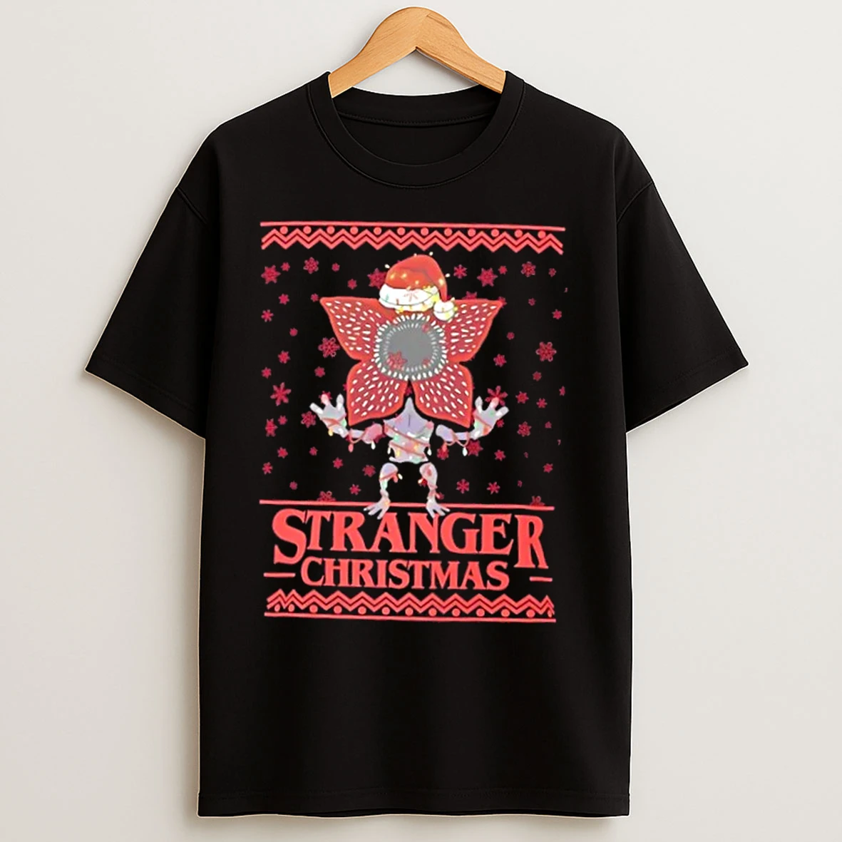 Classic Stranger Christmas Demogorgon Holiday Parody T Shirts