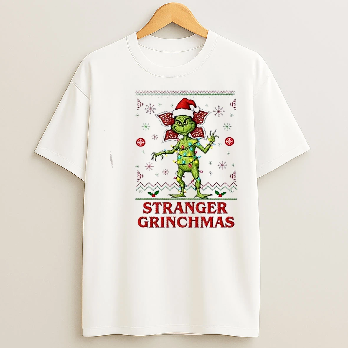 Classic Stranger Grinchmas Christmas Lights T Shirts