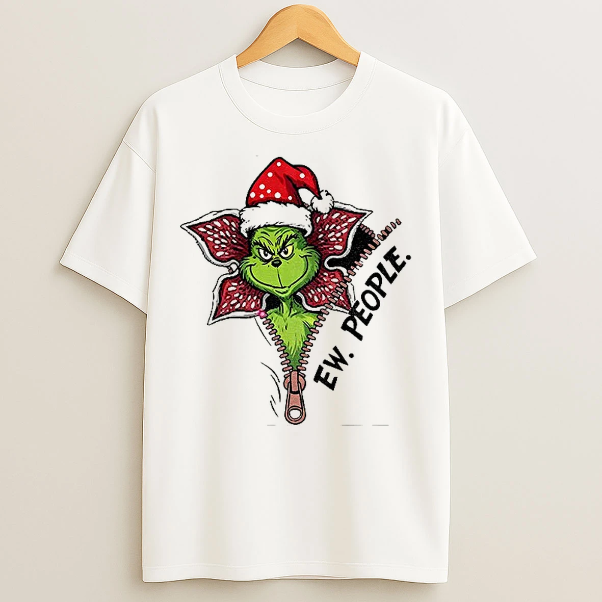 Classic Stranger Grinchy Christmas Grinch Ew People Monster From Upside Down T Shirts