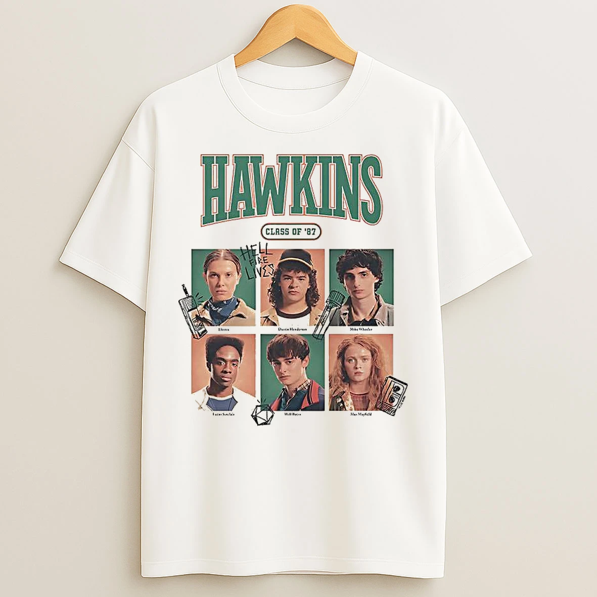 Classic Stranger Thing Hawkins High School Class Of 87 Hellfire Lives 1987 Group Tour T Shirts