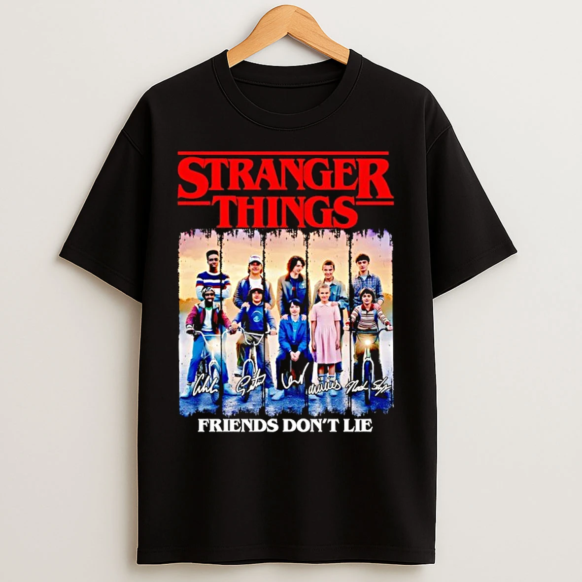 Classic Stranger Things Friends Dont Lie Caleb Mclaughlin Gaten Matarazzo Finn Wolfhard Signature T Shirts