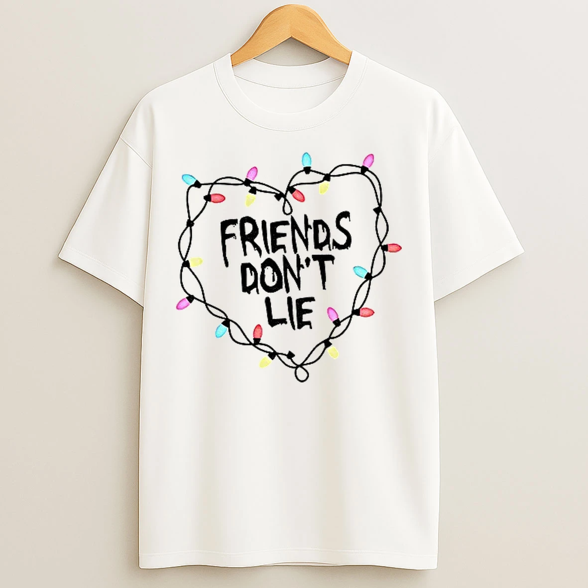 Classic Stranger Things Friends Dont Lie Christmas Lights Merry Christmas 2025 T Shirts