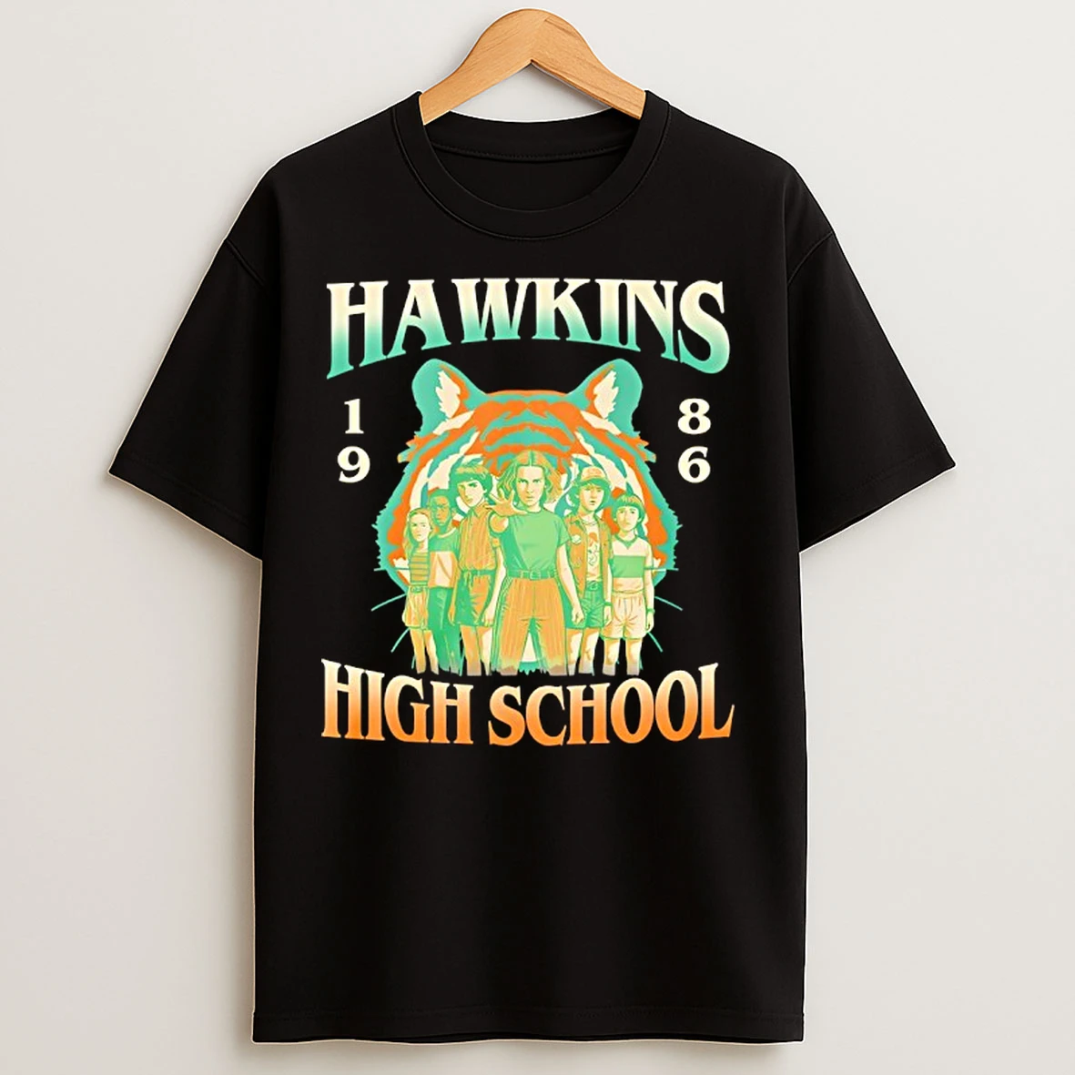 Classic Stranger Things Hawkins High School Tiger Est 1986 T Shirts