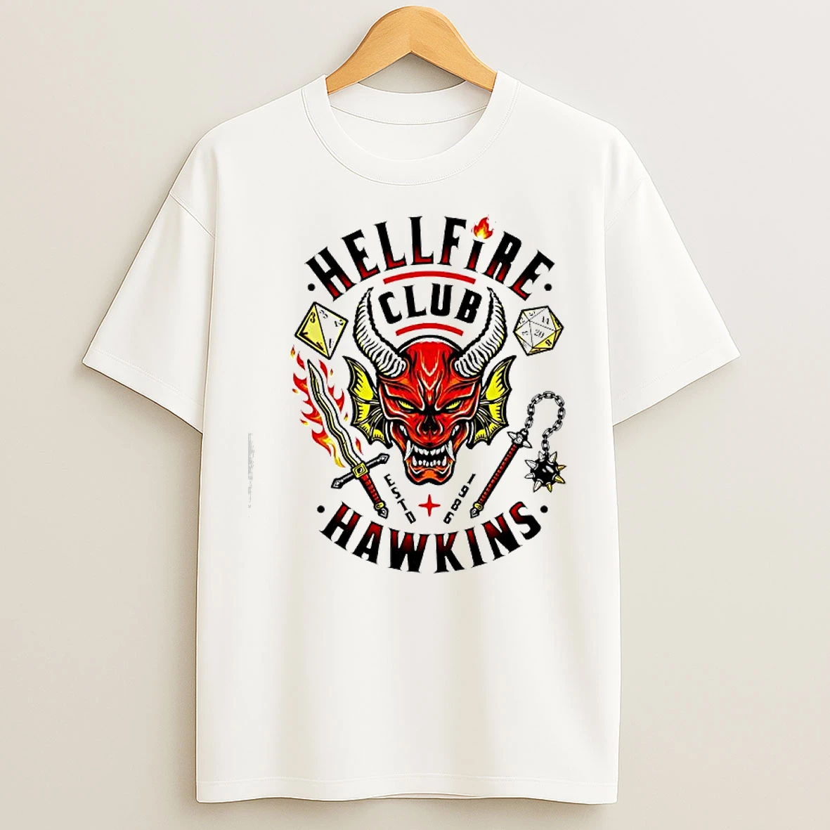 Classic Stranger Things Hellfire Club Hawkins Logo T Shirts
