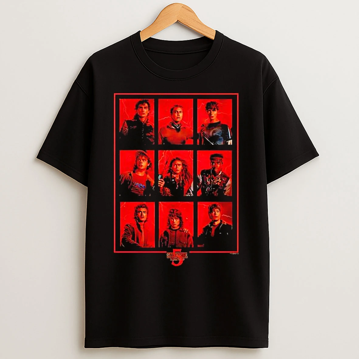 Classic Stranger Things Season 5 Characters Grid T Shirts