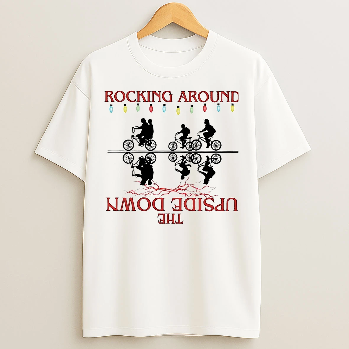 Classic Stranger Things Rocking Around The Upside Down Christmas T Shirts