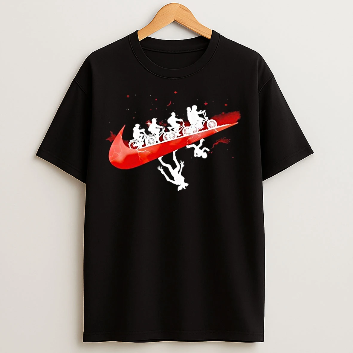 Classic Stranger Things Welcome To The Upside Down Riding Bicycle In Nike T Shirts