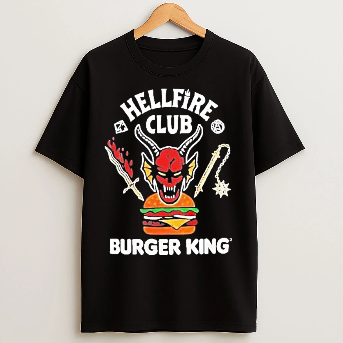 Classic Stranger Things X Burger King Hellfire Club T Shirts