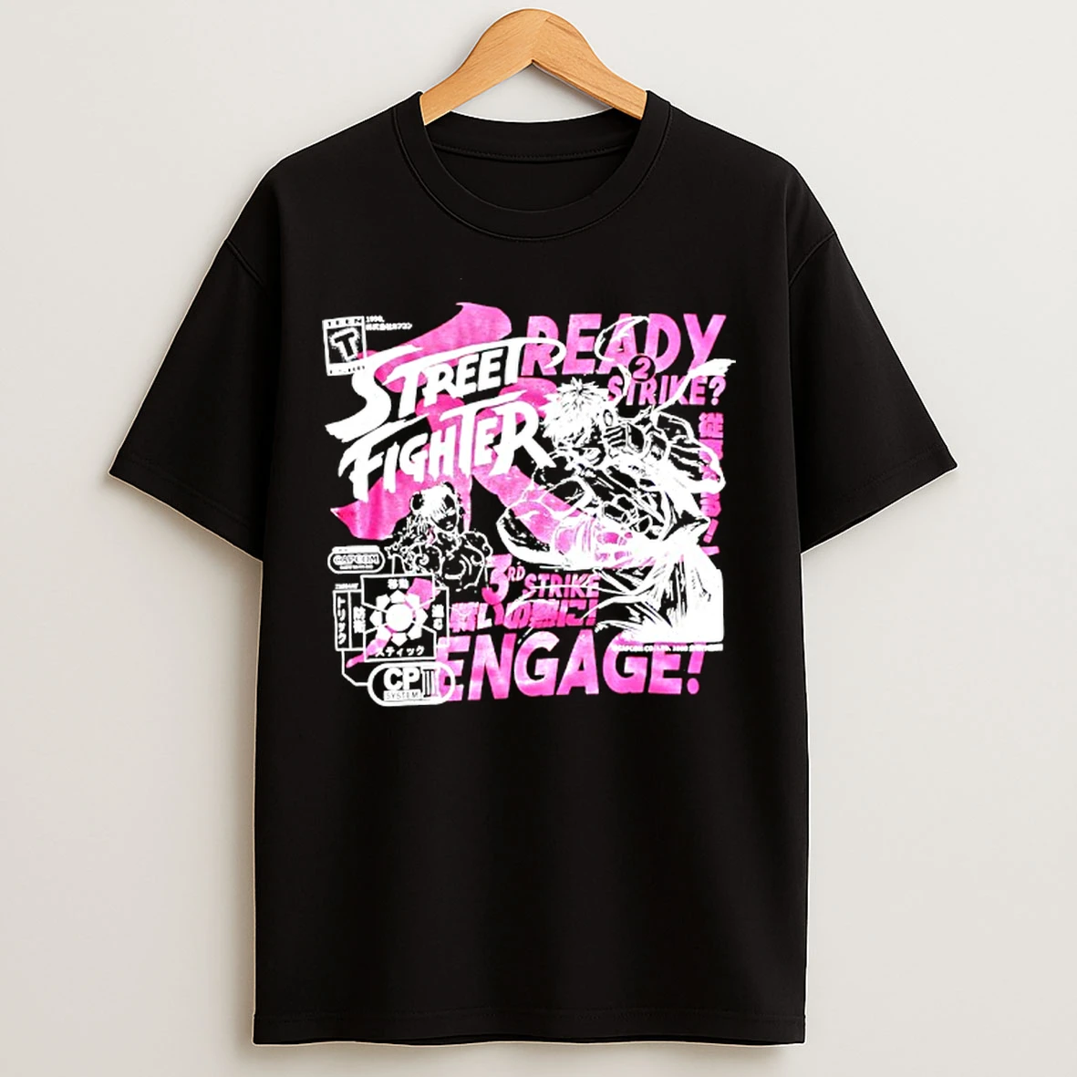 Classic Street Fighter Two Tone Japanese Graphics T Shirts