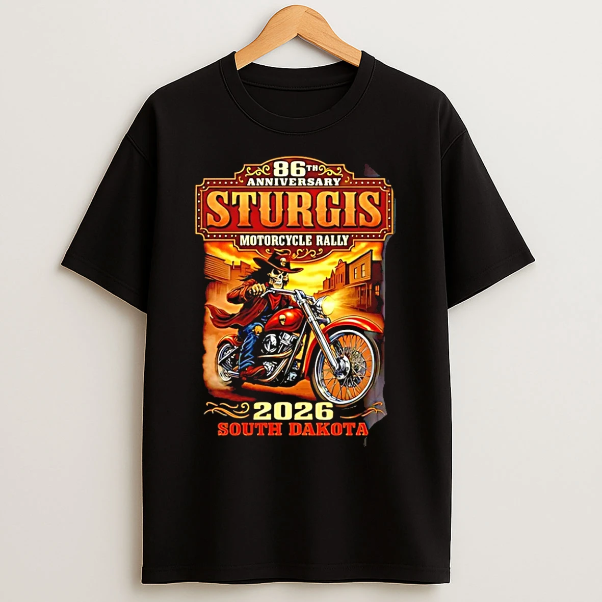 Classic Sturgis Motorcycle Rally Midnight Rider 86th Anniversary 2026 T Shirts