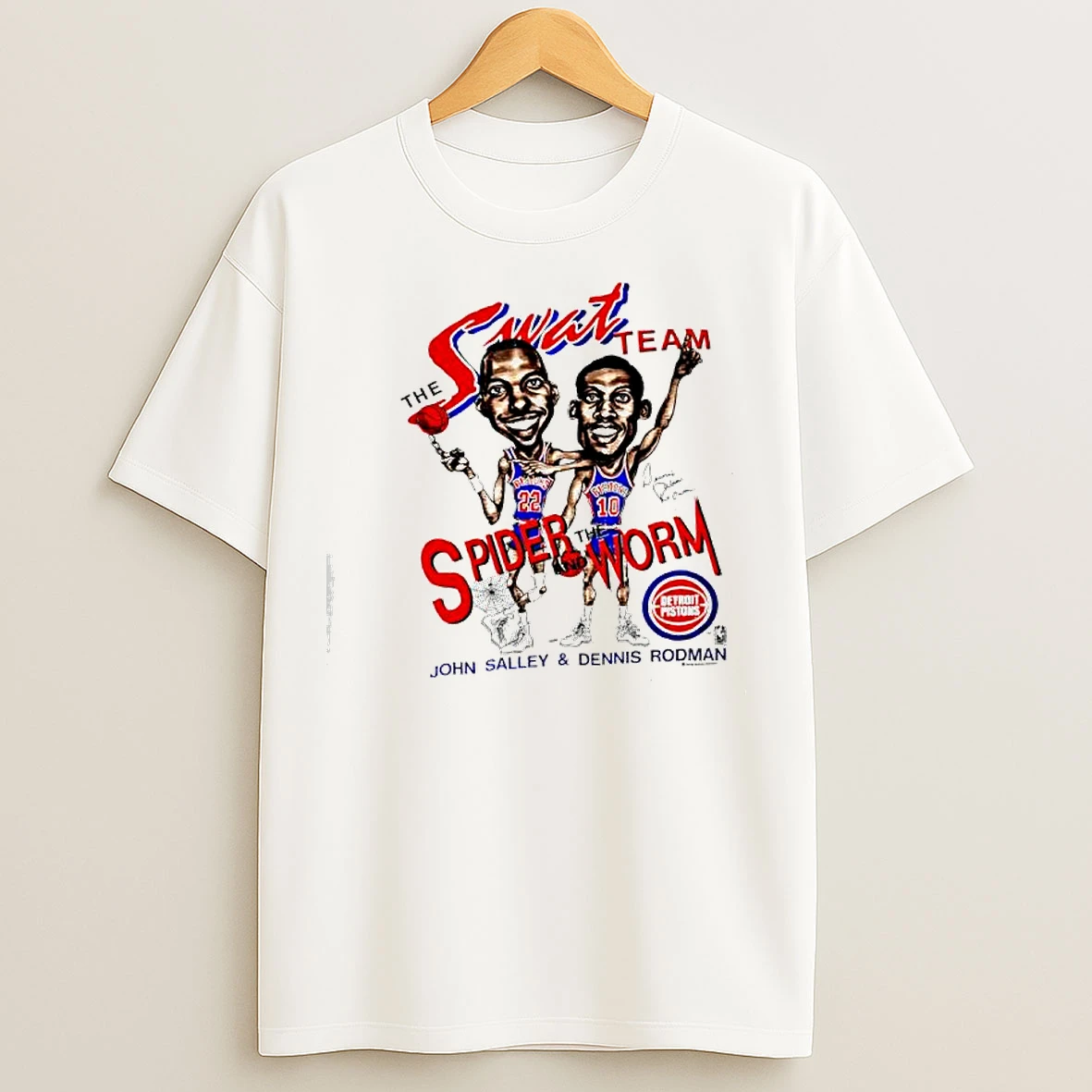 Classic Swat Team Spider The Worm Detroit Pistons John Salley And Dennis Rodman T Shirts