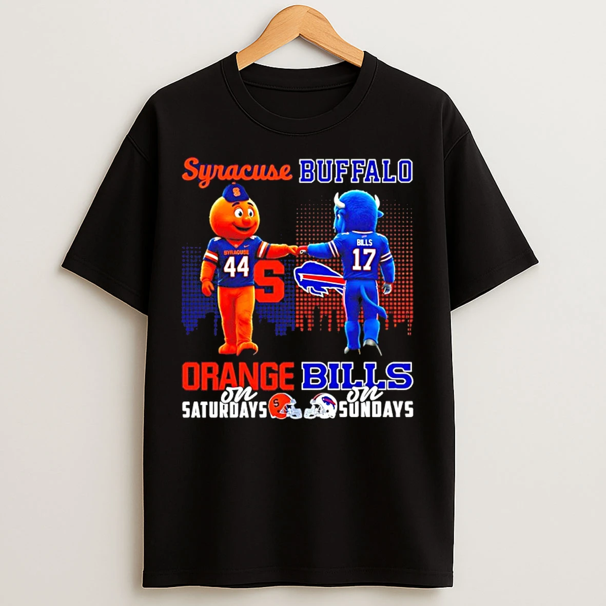 Classic Syracuse Orange On Saturdays Vs Buffalo Bills On Sundays Mascot Skyline T Shirts