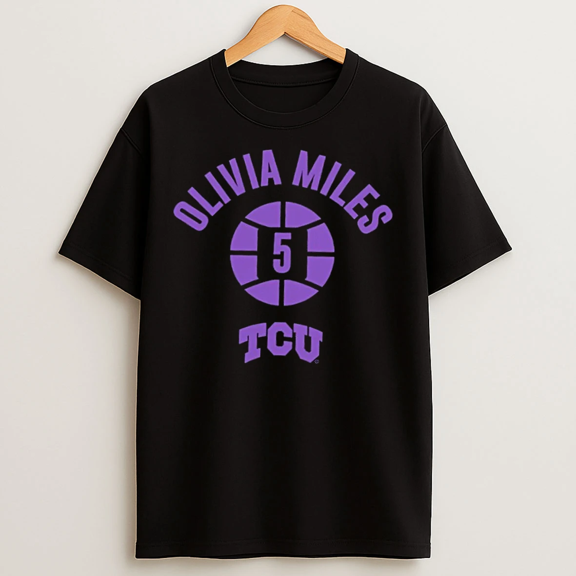 Classic Tcu Horned Basketball Olivia Miles Name Number Ball 5 T Shirts