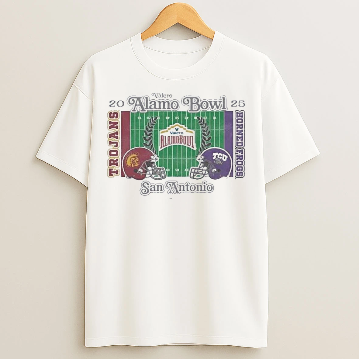 Classic Tcu Horned Frogs Vs Usc Trojans 2025 Valero Alamo Bowl Head To Head San Antonio T Shirts
