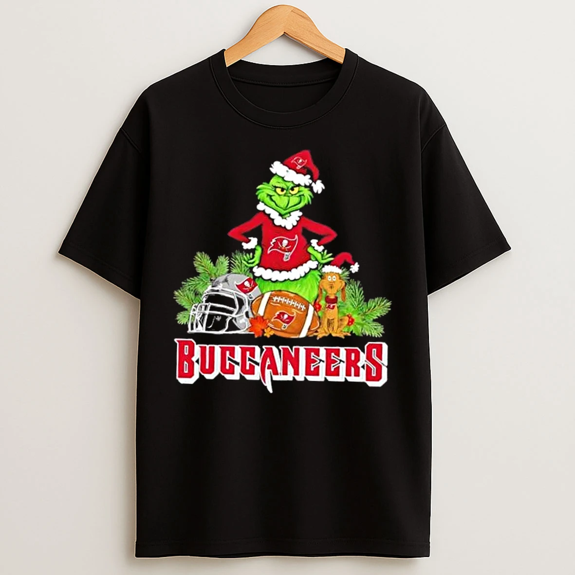 Classic Tampa Bay Buccaneers Football X Grinch And Max Dog Merry Christmas T Shirts