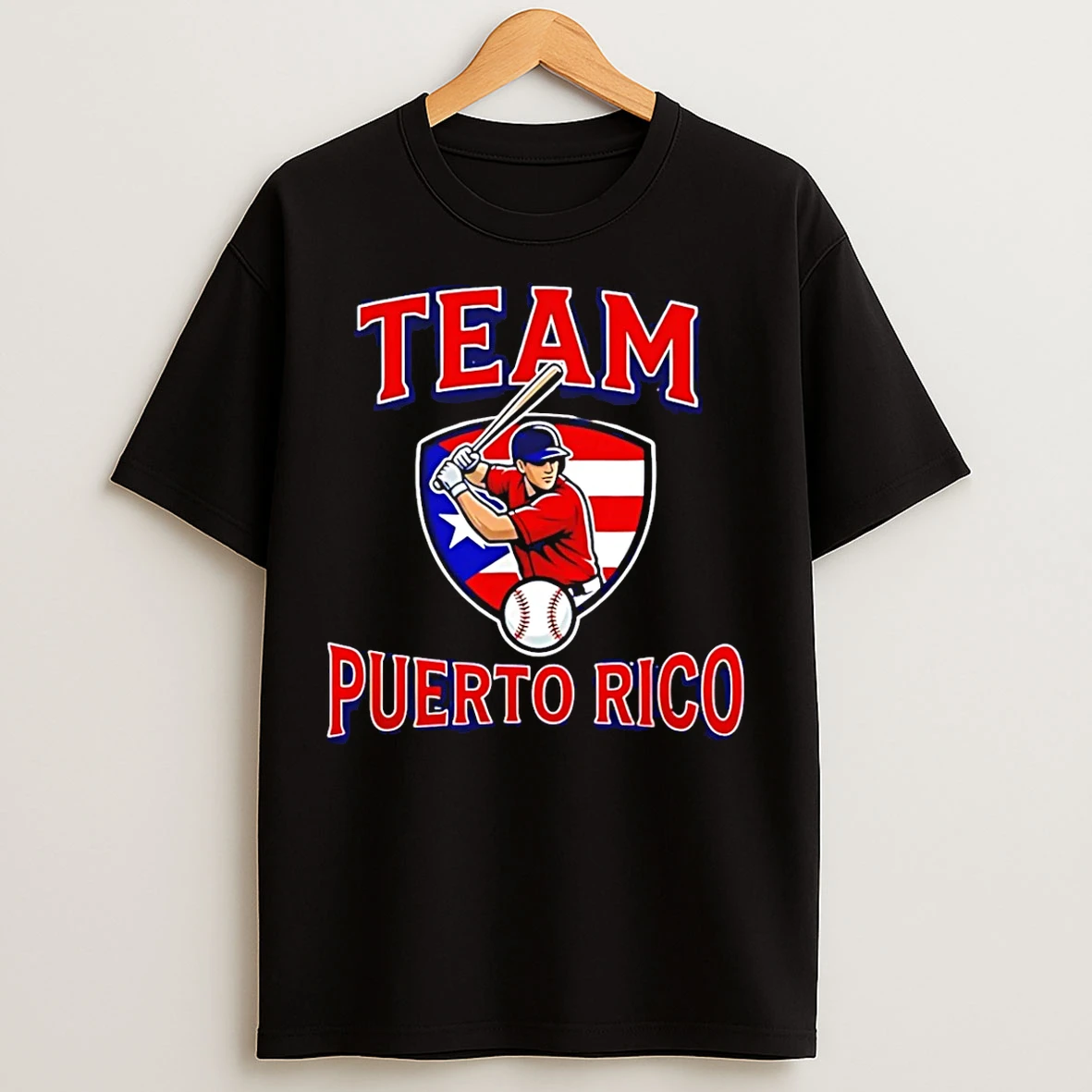 Classic Team Puerto Rico Baseball Flag Patriotic T Shirts