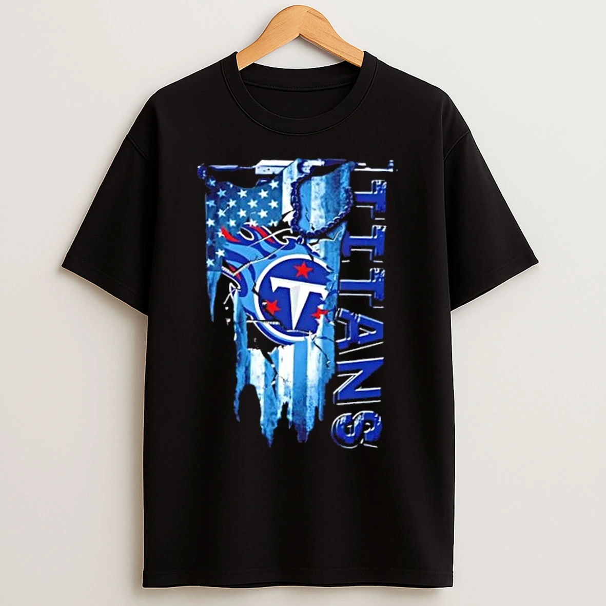 Classic Tennessee Titans Football Battle Shattered Usa Flag Rip Design T Shirts