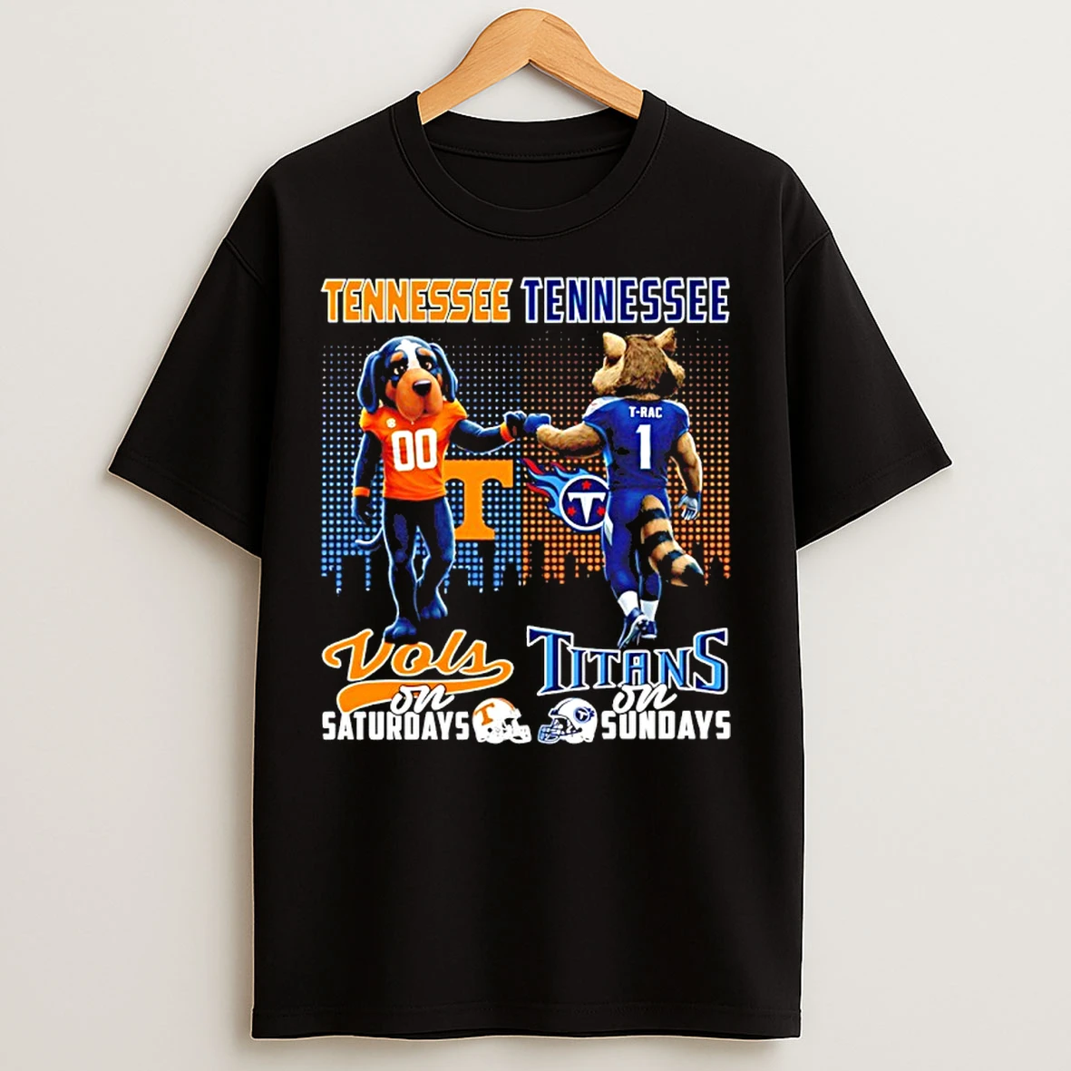 Classic Tennessee Volunteers On Saturdays Vs Tennessee Titans On Sundays Mascot City Skyline T Shirts