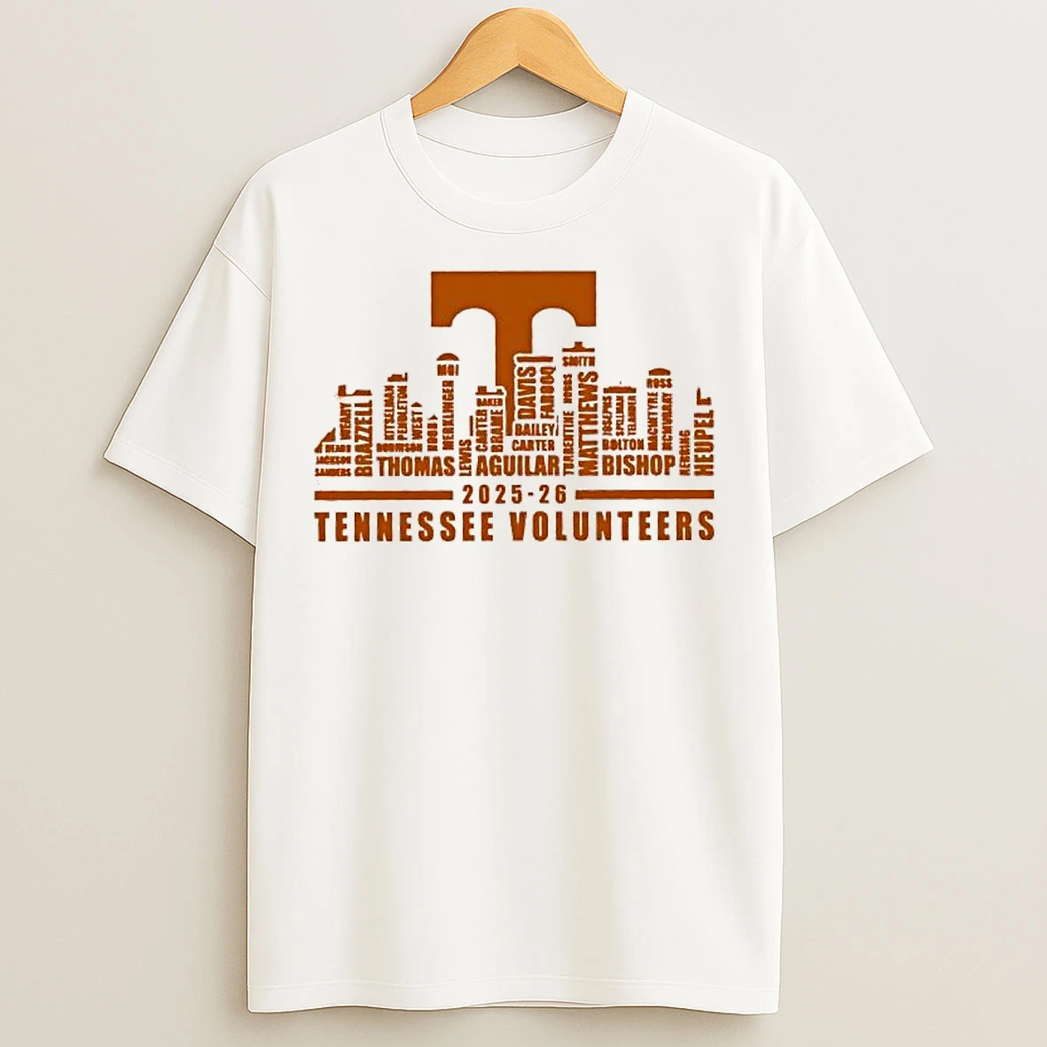 Classic Tennessee Volunteers City Players Names 2025 26 T Shirts