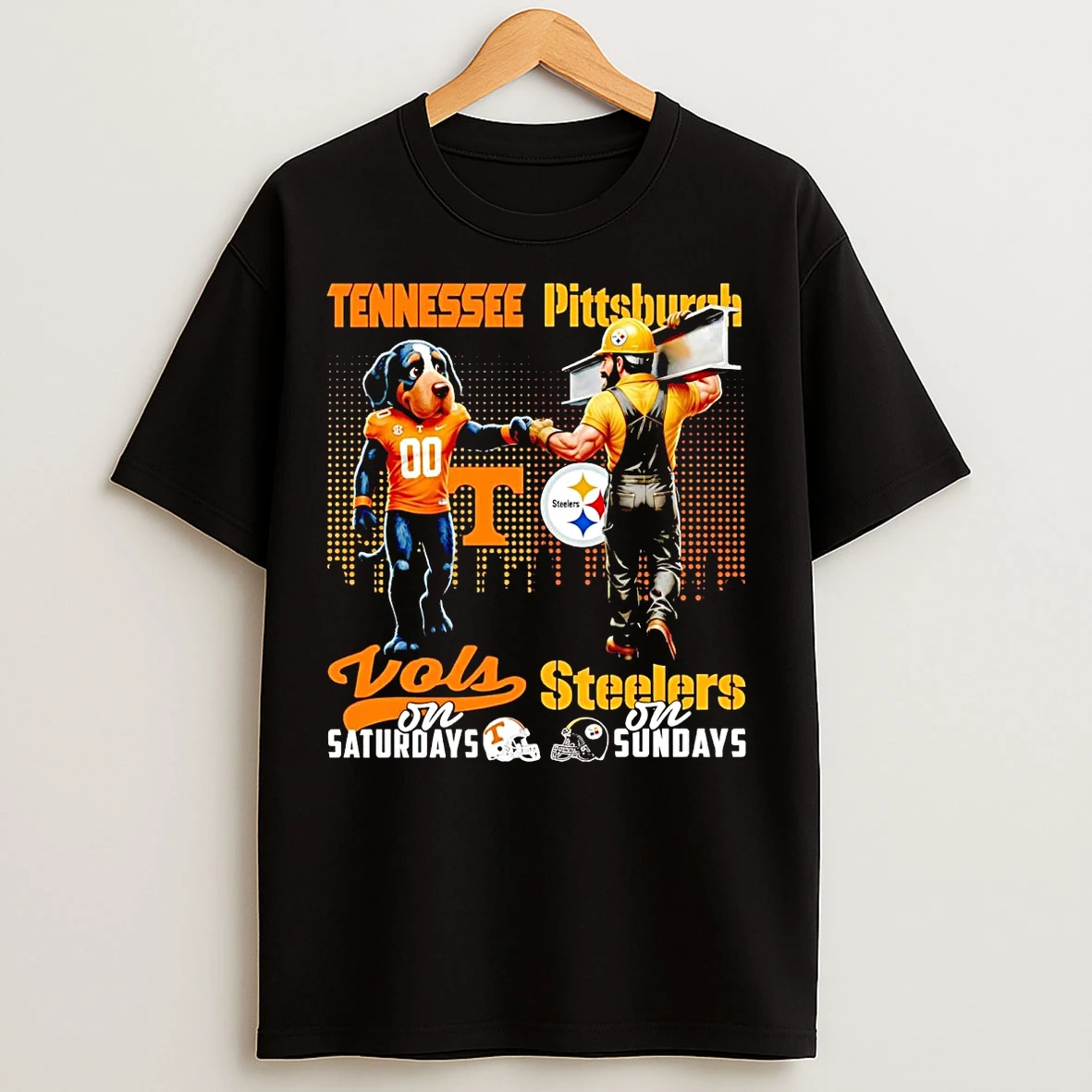 Classic Tennessee Volunteers On Saturdays Pittsburgh Steelers On Sundays Mascot T Shirts
