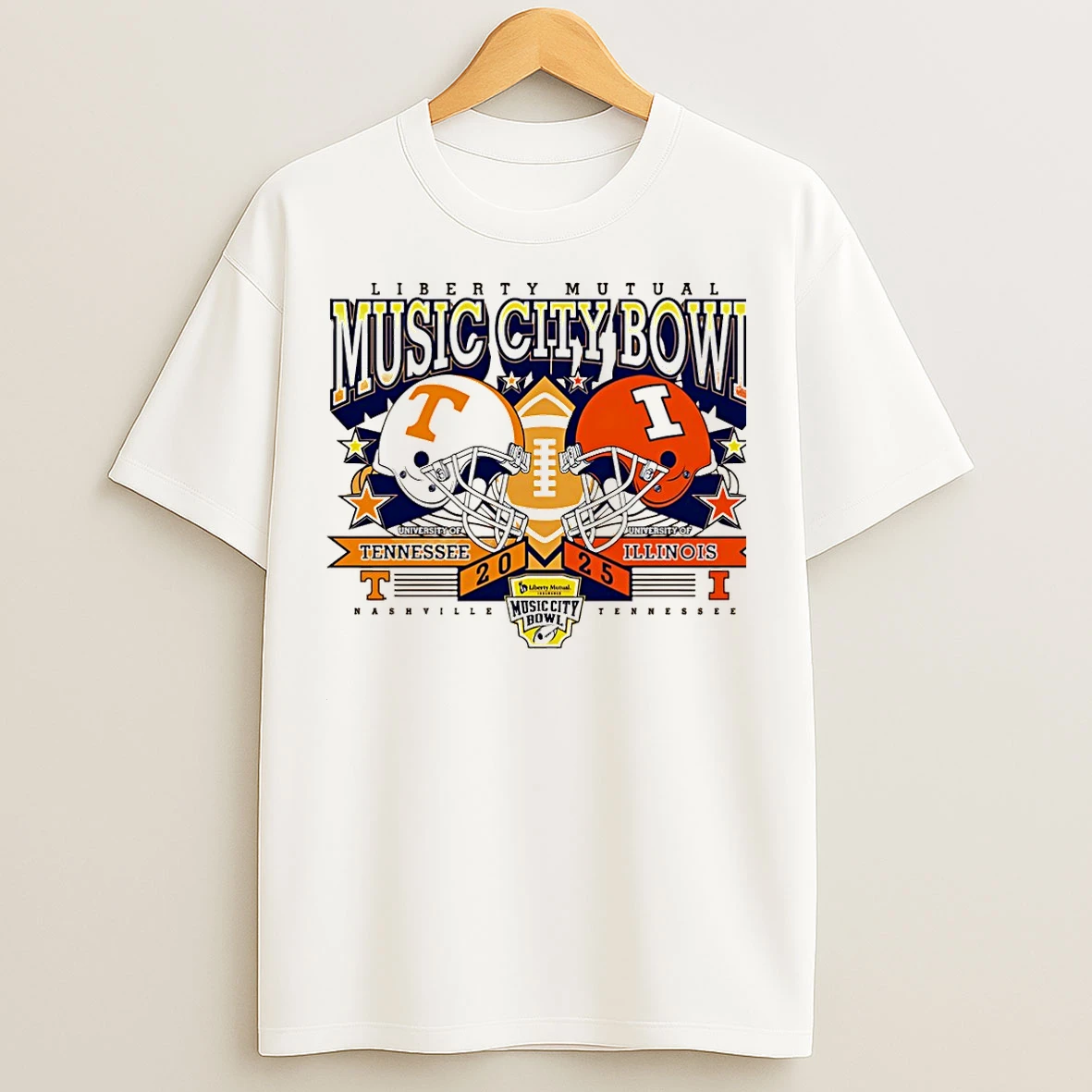 Classic Tennessee Vs Illinois 2025 Music City Bowl Helmets Christmas T Shirts