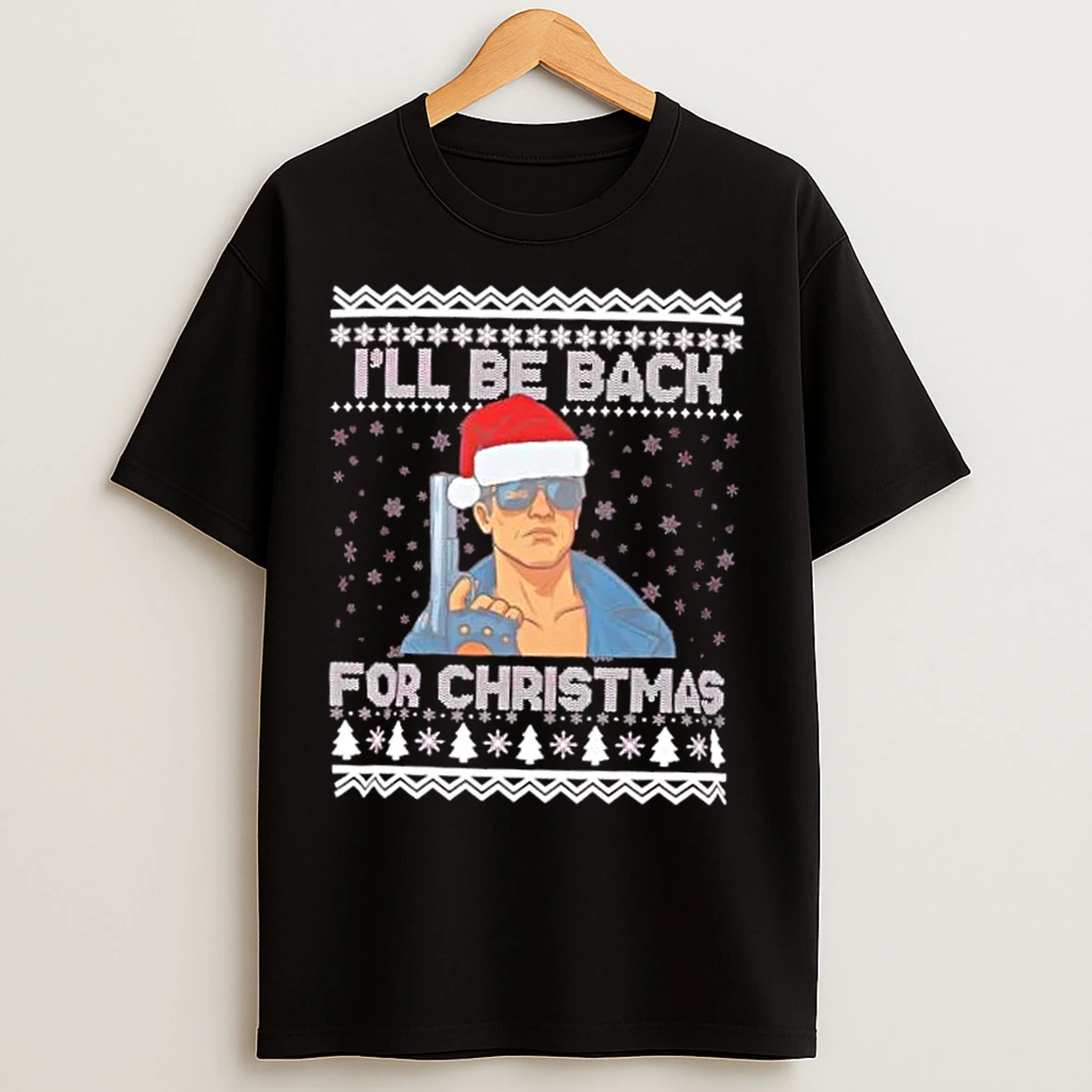 Classic Terminator Santa Christmas Action Movie T Shirts