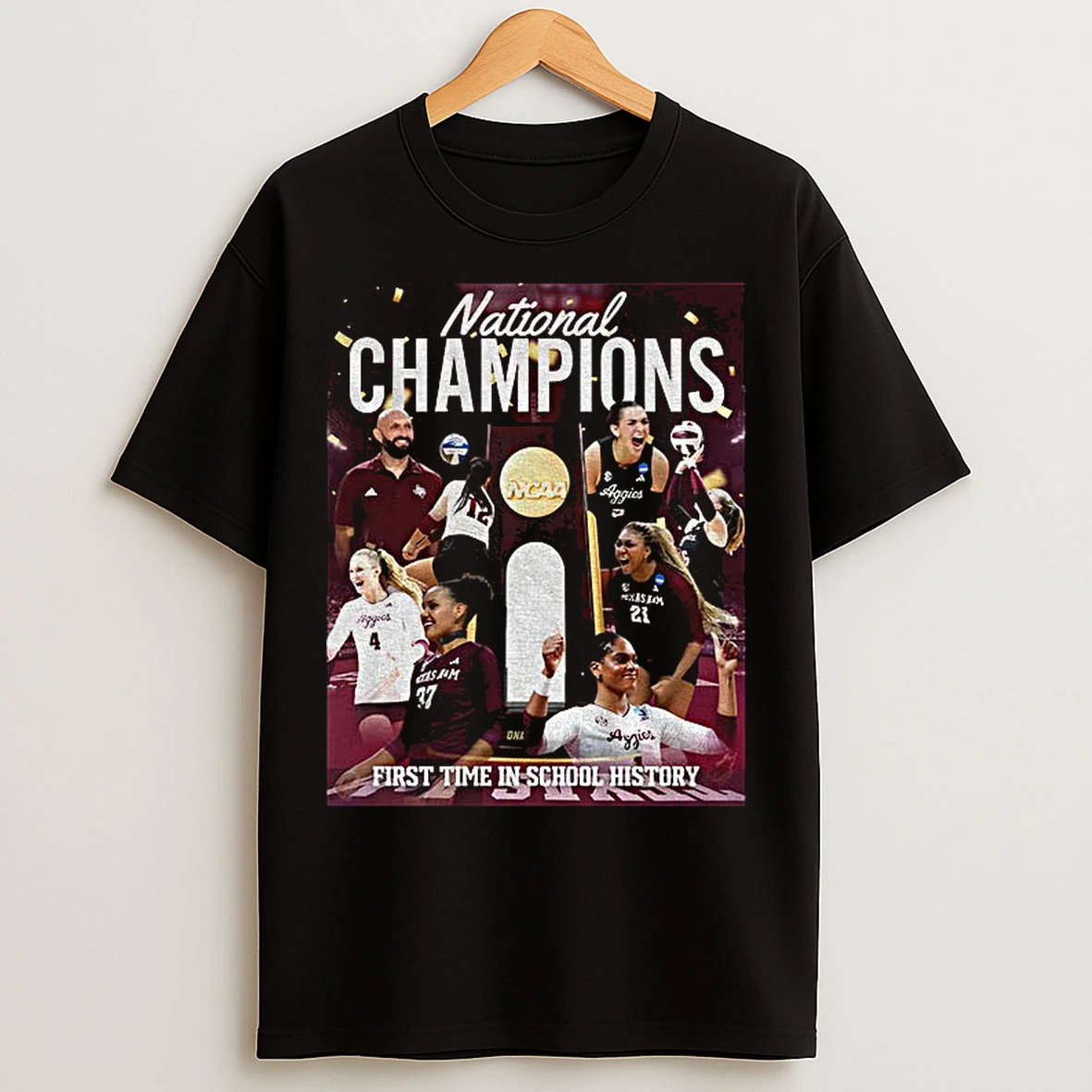 Classic Texas Am Aggies 2025 Ncaa National Womens Volleyball Champions First Time In School History T Shirts