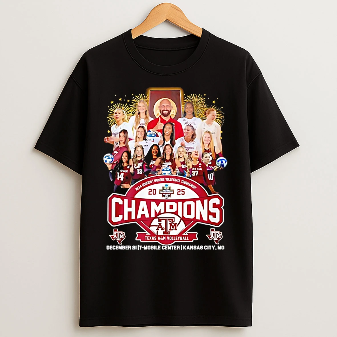 Classic Texas Am Aggies 2025 Ncaa Womens Volleyball National Champions All Team T Shirts
