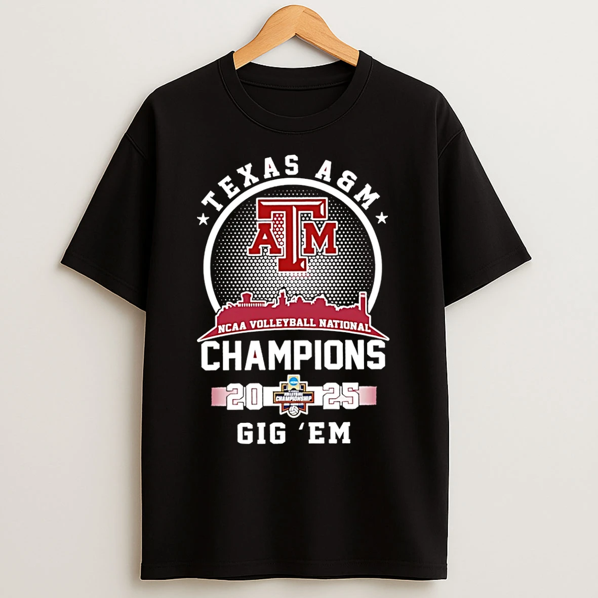 Classic Texas Am Aggies 2025 Volleyball National Champions City Skyline T Shirts