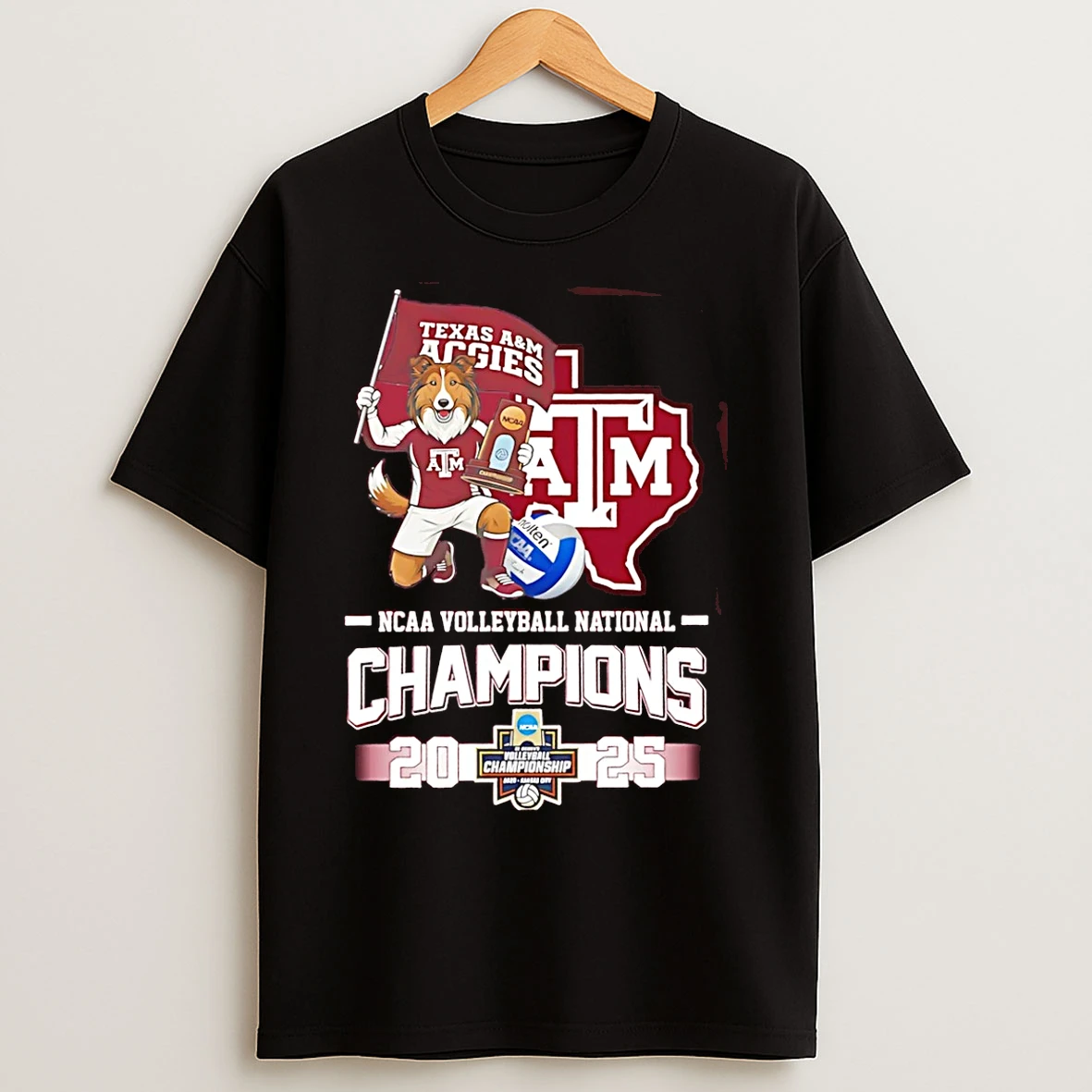 Classic Texas Am Aggies 2025 Volleyball National Champions Mascot Flag T Shirts