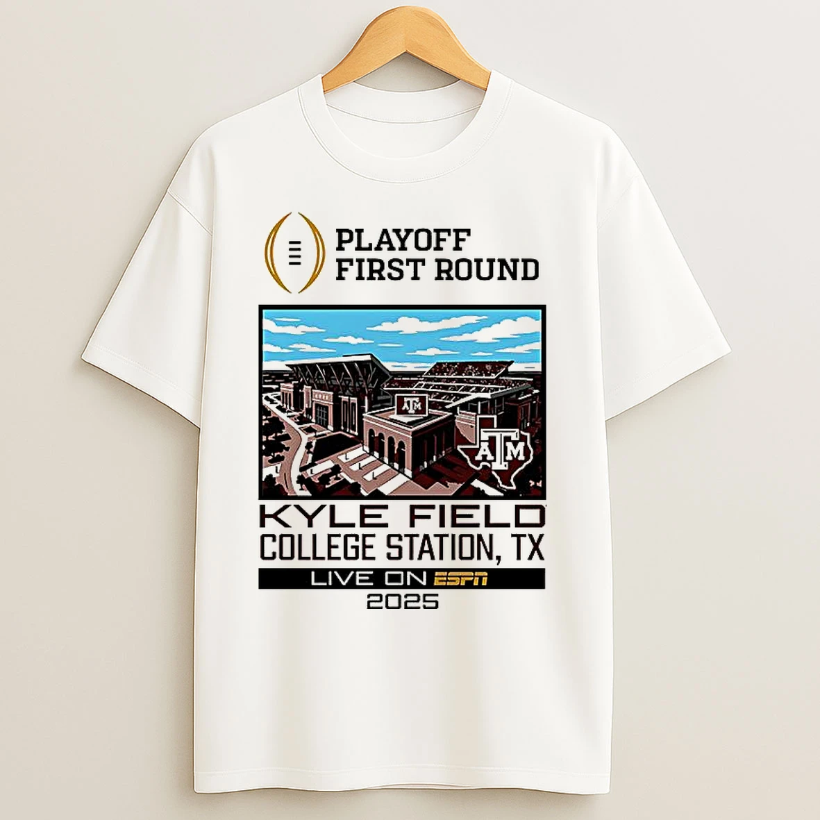 Classic Texas Am Aggies Ncaa Cfp 2025 First Round Live From Kyle Field Stadium T Shirts