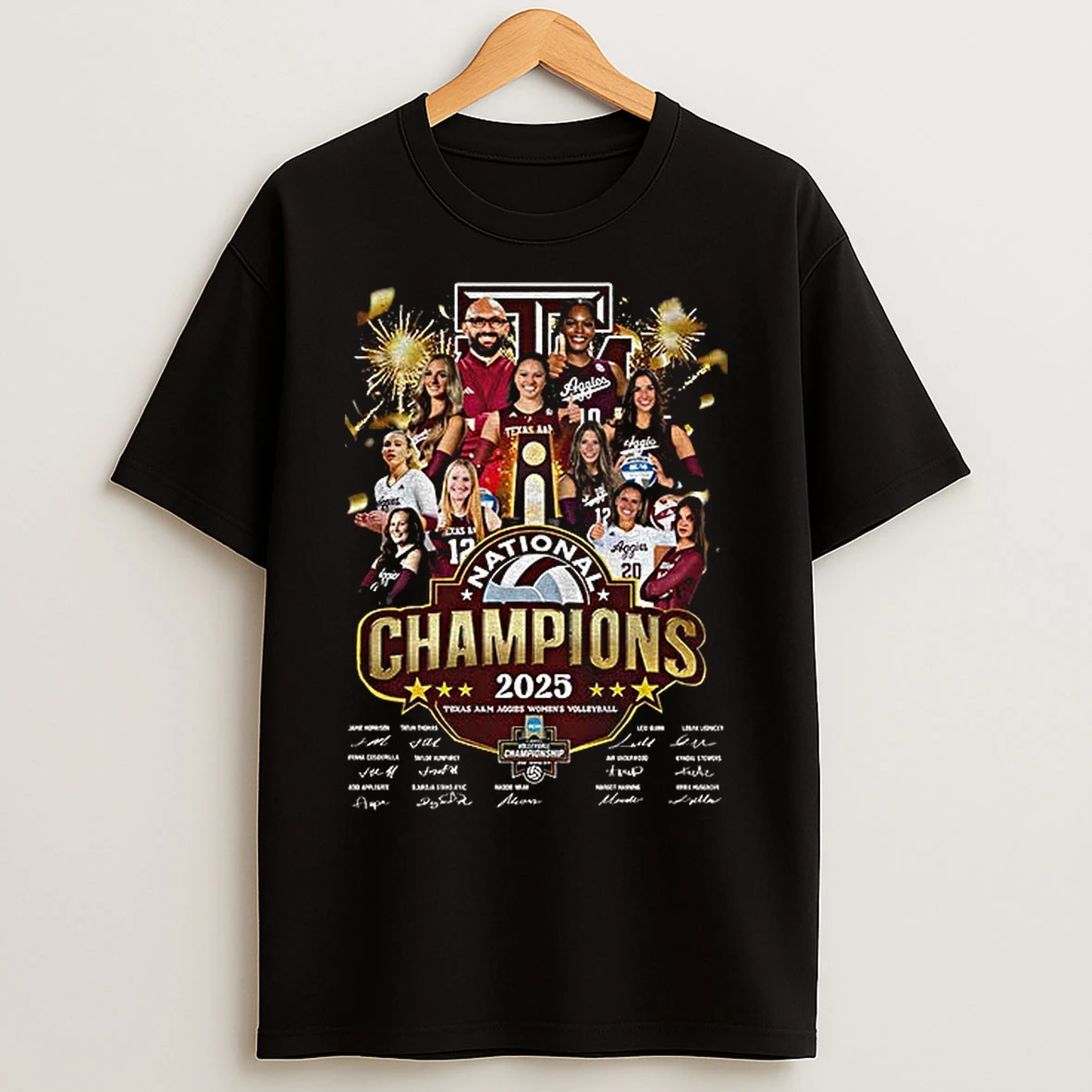Classic Texas Am Aggies Ncaa Division I Womens Volleyball 2025 National Champions Signatures T Shirts