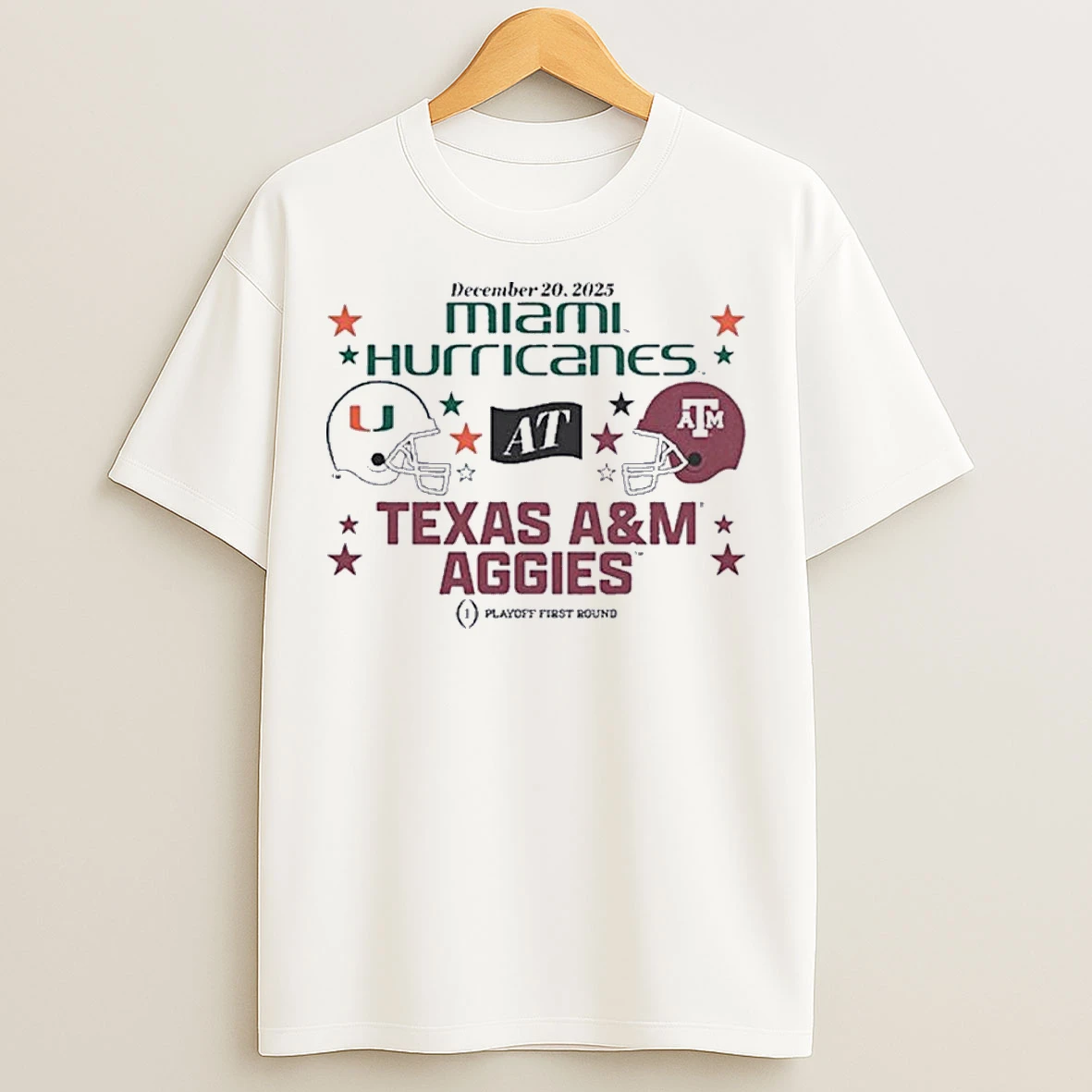 Classic Texas Am Aggies At Miami Hurricanes 025 Cfp First Round Matchup T Shirts