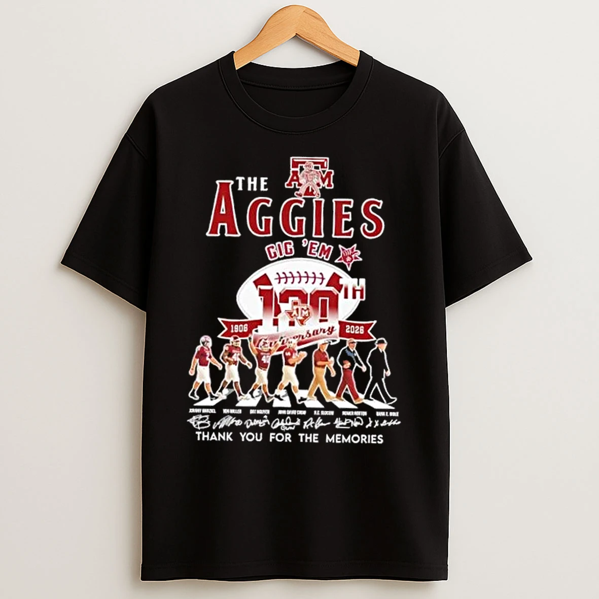 Classic Texas Am Aggies Gig Em 120 Anniversary 1908 2026 Dana X Bible And Legends Abbey Road Signatures T Shirts