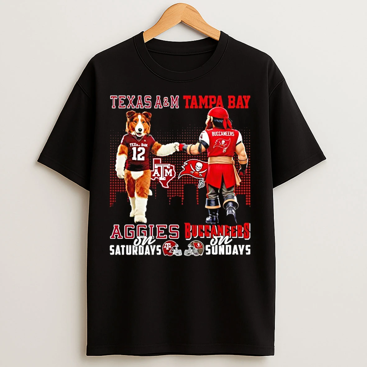 Classic Texas Am Aggies On Saturdays X Tampa Bay Buccaneers On Sundays Mascot T Shirts
