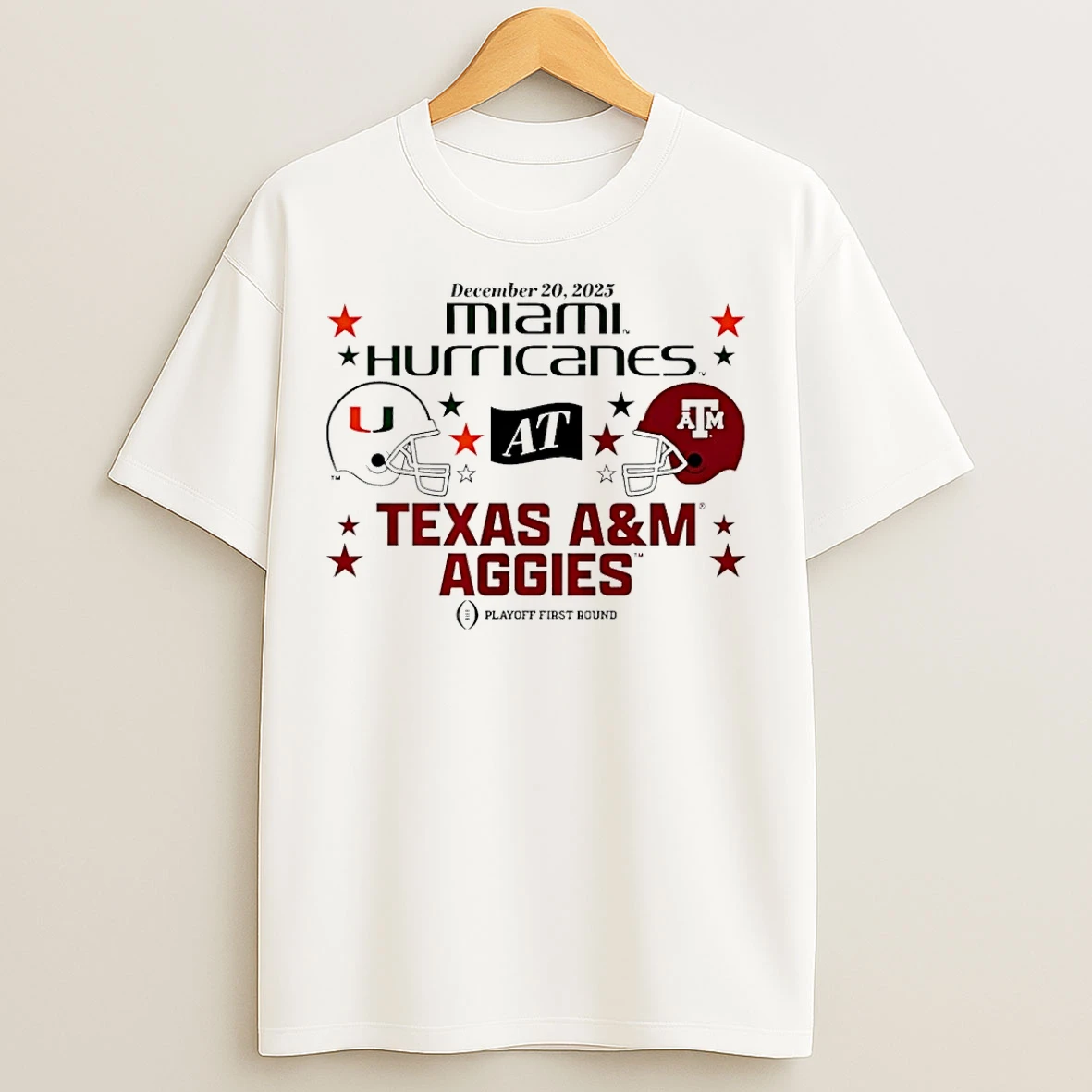 Classic Texas Am Aggies Vs Miami Hurricanes 2025 Cfp First Round Matchup T Shirts