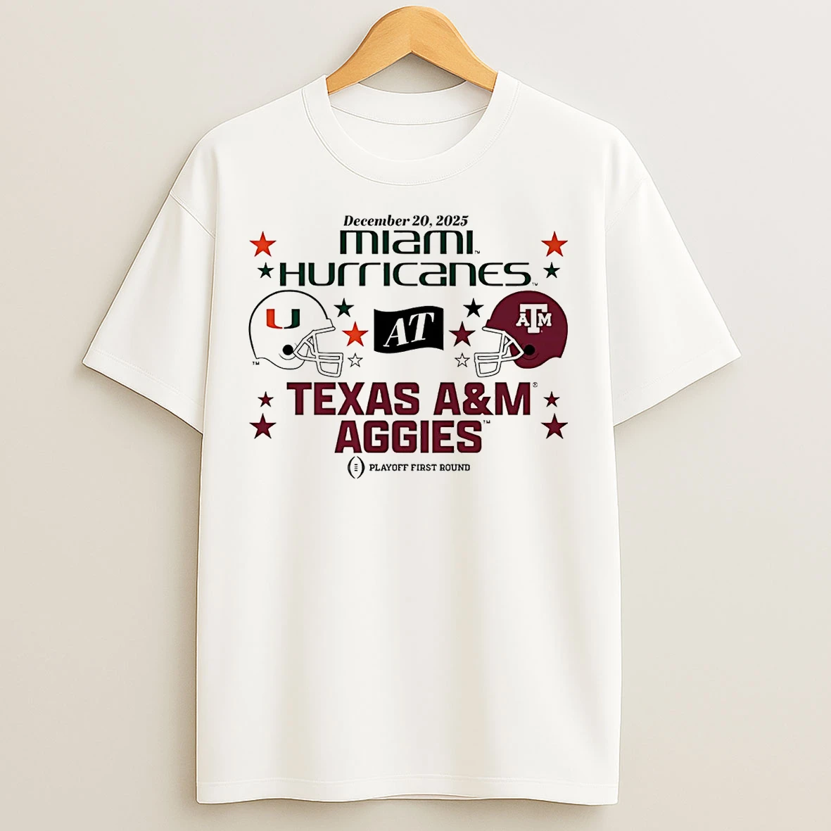 Classic Texas Am Aggies Vs Miami Hurricanes 2025 Cfp First Round T Shirts