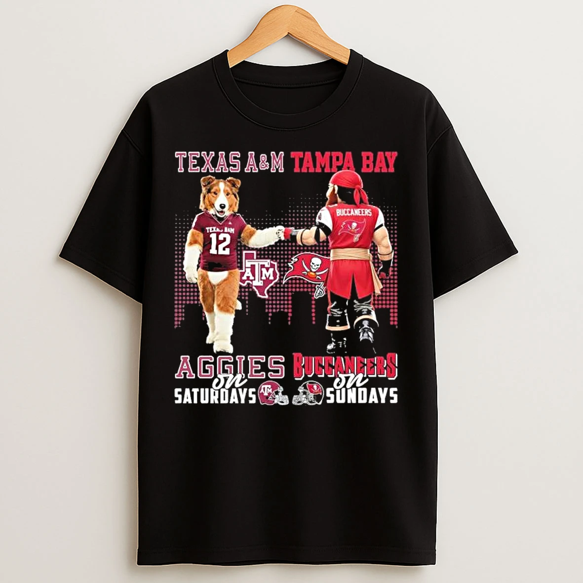 Classic Texas Am And Tampa Bay Buccaneers Mascot On Saturdays And On Sundays T Shirts