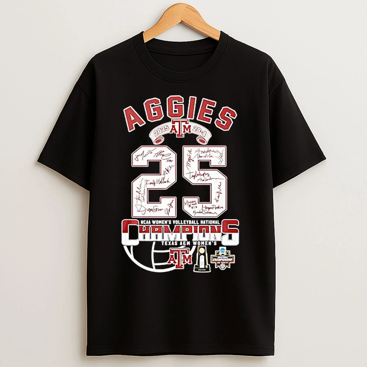 Classic Texas Am Womens Volleyball Teams 2025 National Champions Signatures T Shirts