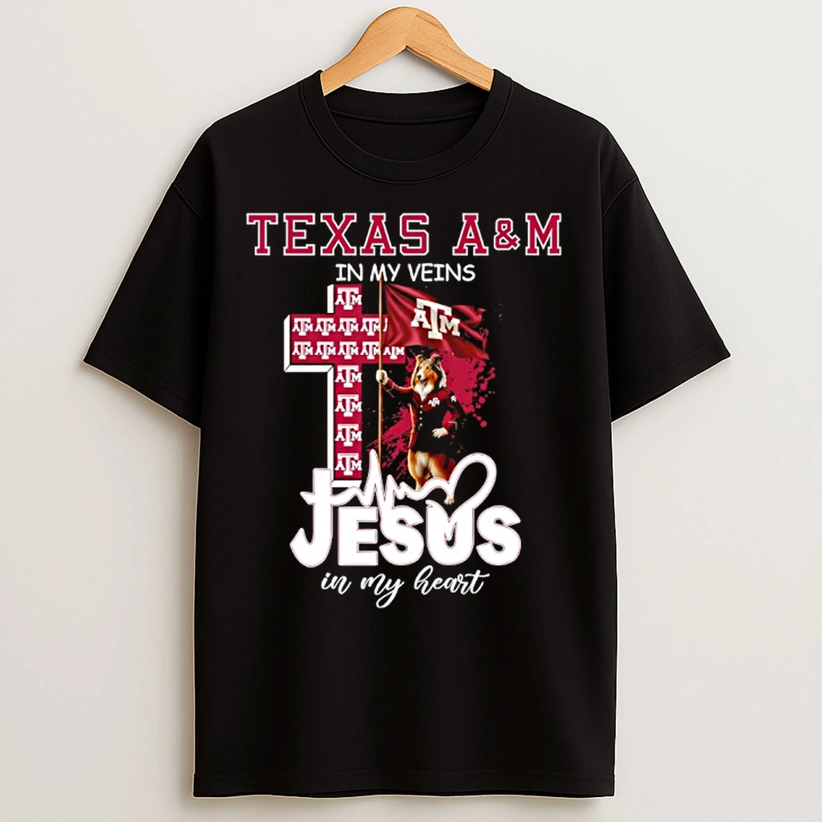 Classic Texas Am In My Veins Jesus In My Heart Mascot Flag T Shirts
